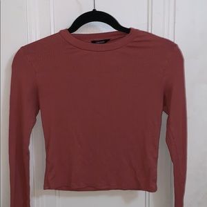 pink ribbed crop top